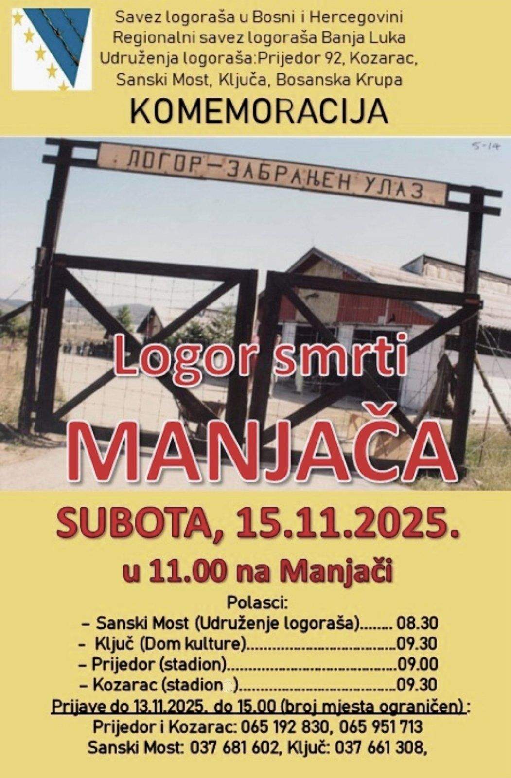 Manjača 15.11.2025.jpg - Komemoracija za logoraše na Manjači 15. novembra - mjesta stradanja i dalje meta ponižavajućih postupaka